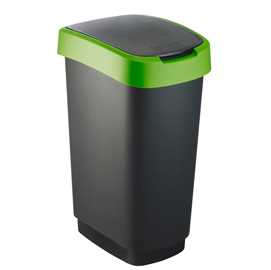 Pattumiera con coperchio basculante - PPL - 50 lt - nero/verde - Rot