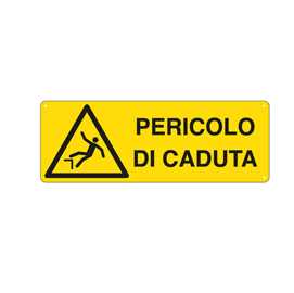 Cartello segnalatore - PERICOLO DI CADUTA - alluminio - 35x12.5 cm