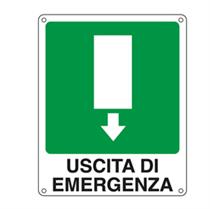 Cartello segnalatore - USCITA DI EMERGENZA - alluminio - 25x31 cm