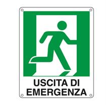 Cartello segnalatore - USCITA DI EMERGENZA (destra) - alluminio - 25