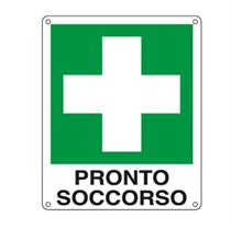 Cartello segnalatore - PRONTO SOCCORSO - alluminio - 12x14.5 cm