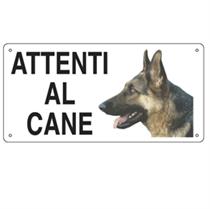 Cartello segnalatore - ATTENTI AL CANE - alluminio - 25x12.5 cm