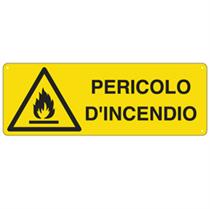 Cartello segnalatore - PERICOLO D'INCENDIO - alluminio - 35x12.5 cm
