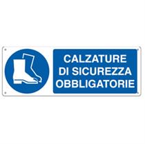 Cartello segnalatore - CALZATURE DI SICUREZZA OBBLIGATORIE - allumin