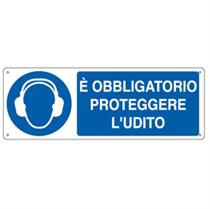 Cartello segnalatore - E' OBBLIGATORIO PROTEGGERE L'UDITO - allumini