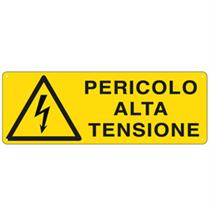 Cartello segnalatore - PERICOLO ALTA TENSIONE - alluminio - 35x12.5