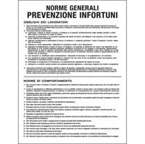 Cartello segnalatore - NORME GENERALI PREVENZIONE INFORTUNI - polion