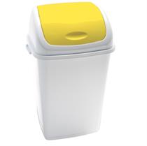 Pattumiera con coperchio basculante Rif - 50 lt - bianco/giallo - Me