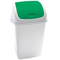 Pattumiera con coperchio basculante Rif - 50 lt - bianco/verde - Med