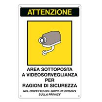 Cartello segnalatore - Area sottoposta a videosorveglianza - allumin