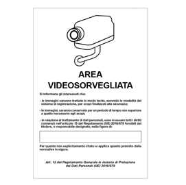 Cartello segnalatore - Area videosorvegliata con registrazioni - all