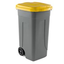 Bidone mobile - grigio - 100Lt - coperchio giallo - Mobil Plastic