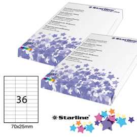 Etichetta adesiva bianca 100fg A4 70x25mm (36et/fg) STARLINE