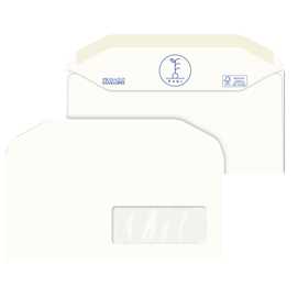 500 Buste bianche in carta riciclata 110X230mm con Finestra 100GR Ka