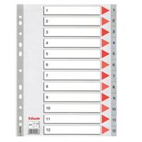 Separatore in PPL grigio numerico 1-12 A4 22,5x29,7cm ESSELTE