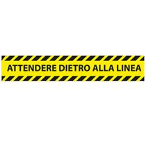 Conf. 5 adesivi da terra L45xH8cm ATTENDERE DIETRO LA LINEA