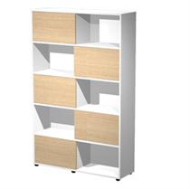 Libreria alta a 5 ripiani ante scorr. 120X35cm H191cm ROVERE/BIANCO