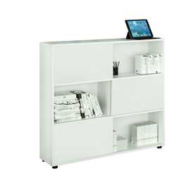 Libreria bassa a 3 ripiani ante scorr. 120X35cm H116cm BIANCO/BIANCO