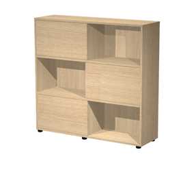 Libreria bassa a 3 ripiani ante scorr. 120X35cm H116cm ROVERE/ROVERE