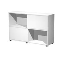 Libreria bassa a 2 ripiani ante scorr. 120X35cm H79cm BIANCO/BIANCO