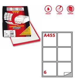 Etichetta adesiva A/455 bianca 100fg A4 99,1x93,1mm (6et/fg) Markin