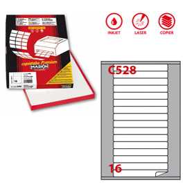 Etichetta adesiva C/528 bianca 100fg A4 145x17mm (16et/fg) Markin