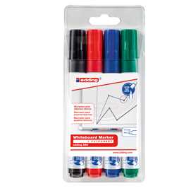 BUSTA 4 MARCATORI PER LAVAGNE BIANCHE EDDING 660 TRATTO 1,5 - 3,00mm