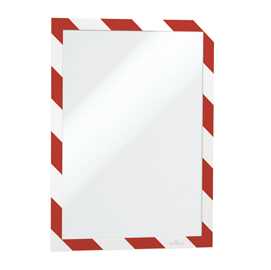 Cornice adesiva DuraframeÂ Security A4 21x29,7cm rosso-bianco DURABL