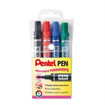 Astuccio marcatore Pentel pen N50 4 colori assortiti punta tonda