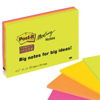 BLOCCO 45foglietti Post-itÂ Super Sticky 101x152mm MEETING NOTE NEON