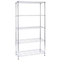 LIBRERIA 5 RIPIANI IN ACCIAIO CROMATO 36x90cm - H177cm ARCHIMEDE LIG