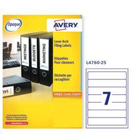 Etichetta adesiva L4760 bianca coprenti 25fg A4 192x38mm (7et/fg) Av