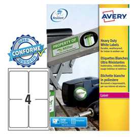 Poliestere adesivo L4774 bianco 20fg A4 99,1x139mm (4et/fg) laser Av