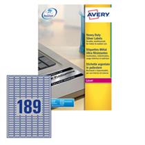 Poliestere adesivo L6008 argento 20fg A4 25,4x10mm (189et/fg) laser