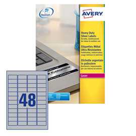 Poliestere adesivo L6009 argento 20fg A4 45,7x21,2mm (48et/fg) laser