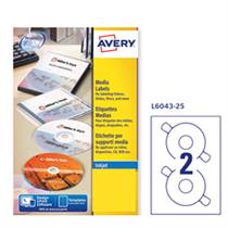 Etichetta adesiva L6043 bianca CD/DVD 25fg A4 Ã˜117 foroÃ˜41mm (2et/