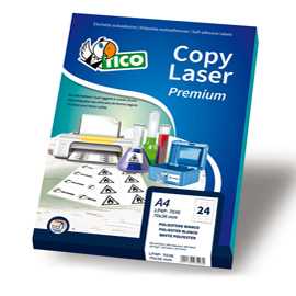 Poliestere adesivo LP4P bianco 70fg A4 70x36mm (24et/fg) laser Tico