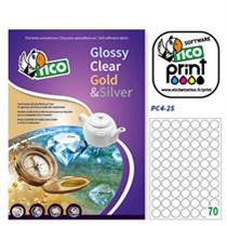 Poliestere adesivo PC4 trasparente 100fg A4 Ã˜25mm (70et/fg) laser T
