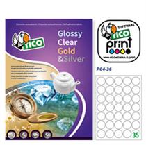 Poliestere adesivo PC4 trasparente 100fg A4 Ã˜36mm (35et/fg) laser T