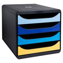 Cassettiera Big Box Plus Bee Blue - 4 cassetti A4 - nero/multicolore