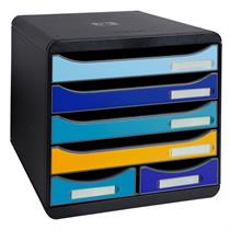 Cassettiera Big Box Maxi Bee Blue - 6 cassetti A4 - nero/multicolore