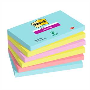 BLOCCO 90 foglietti Post-it 76x127 colori assortit conf. 6 pezzi