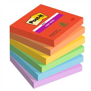 BLOCCO 90foglietti POST-IT colori assortiti 76x76 conf. 6 pezzi