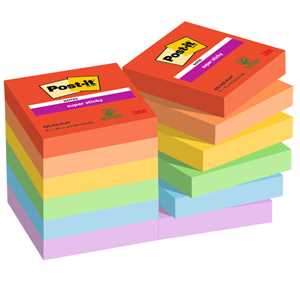 BLOCCO 90 foglietti Post-it 47,6X47,6 CONFEZIONE DA 12 PEZZI