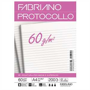 Foglio protocollo - A4 - 1 rigo - 60 gr - Fabriano - conf. 200 pezzi