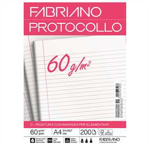 Foglio protocollo - A4 - 1 rigo c/margine - 60 gr - conf.200pz