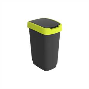Pattumiera con coperchio basculante 25L- nero/verde lime