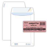 100 BUSTE A SACCO BIANCHE 23x33 80GR ADESIVA COMPETITOR PIGNA